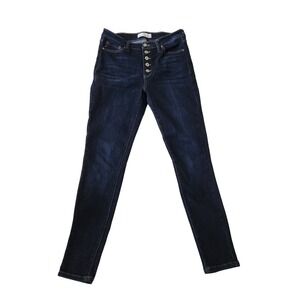Kan Kan curvy birdie high rise skinny jeans dark wash sz 29 button fly stretch